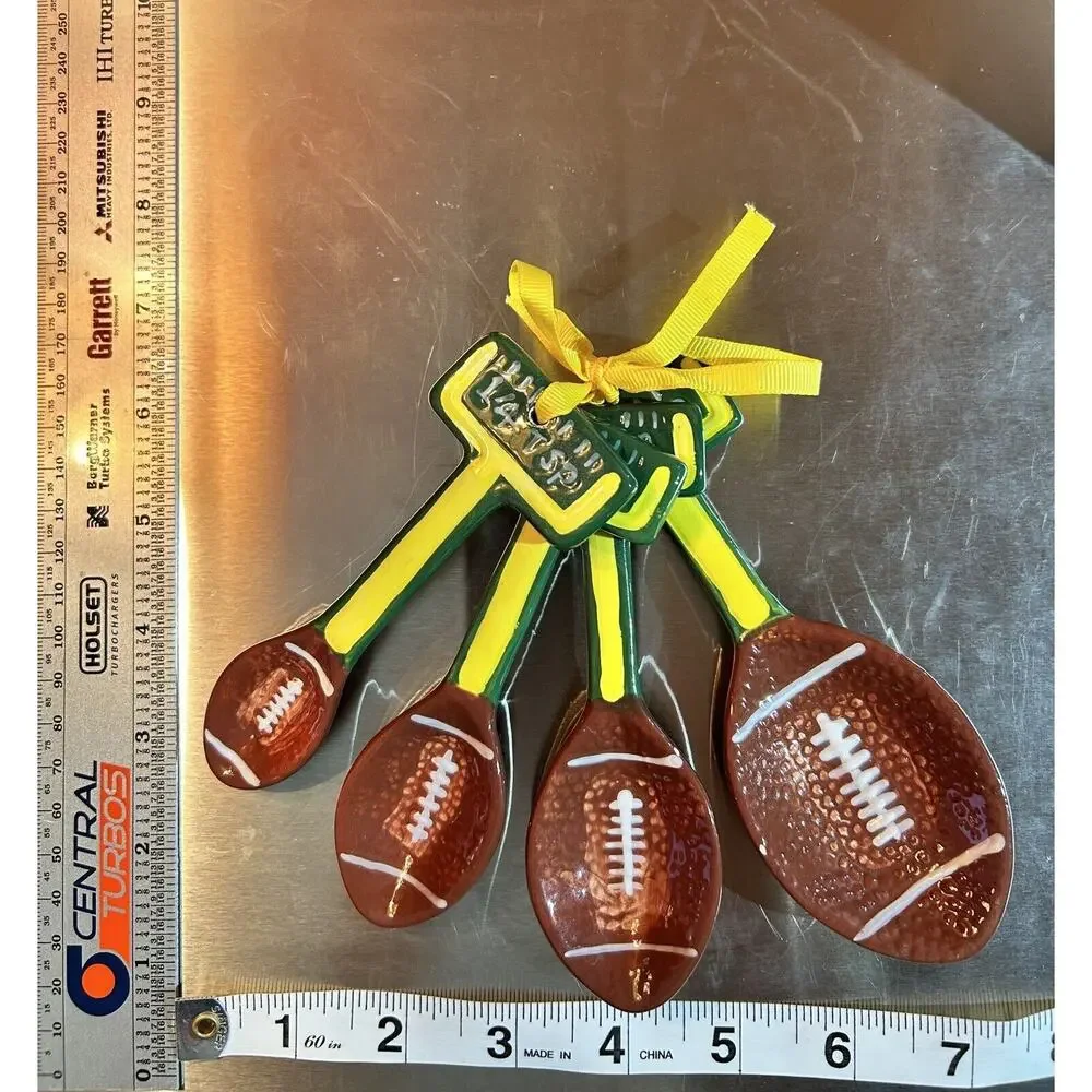 Set Of 4 Measuring Spoons: Green Bay Packers NFL Football theme
